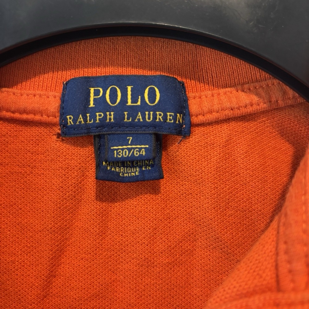 POLO‎ Ralph Lauren Orange Medium Youth Sz 7 Childrens Kids #3 EUC Big Pony Rugby - Picture 3 of 6